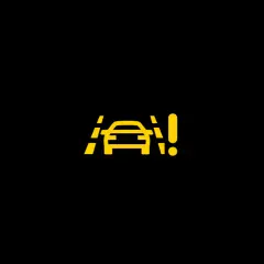 Icono de coche con líneas de carril y signo de exclamación. Indica que el **front assist no disponible**.