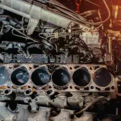 Motor de coche desarmado, mostrando los cilindros. Una inspección visual puede ayudar a saber si la culata está dañada.