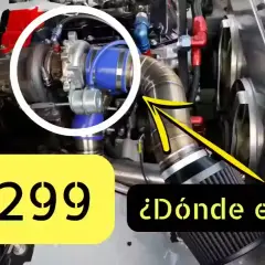 Motor con turbo modificado. El texto indica P0299, un código de error eobd dtc relacionado con la presión del turbo.