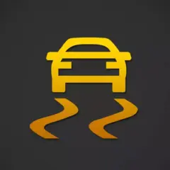 Icono de coche amarillo con líneas curvas debajo, indicando un fallo sistema esc.