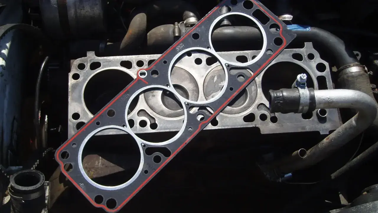 Junta de culata nueva sobre el motor. Reparar el motor es una inversión que merece la pena arreglar la junta de culata.