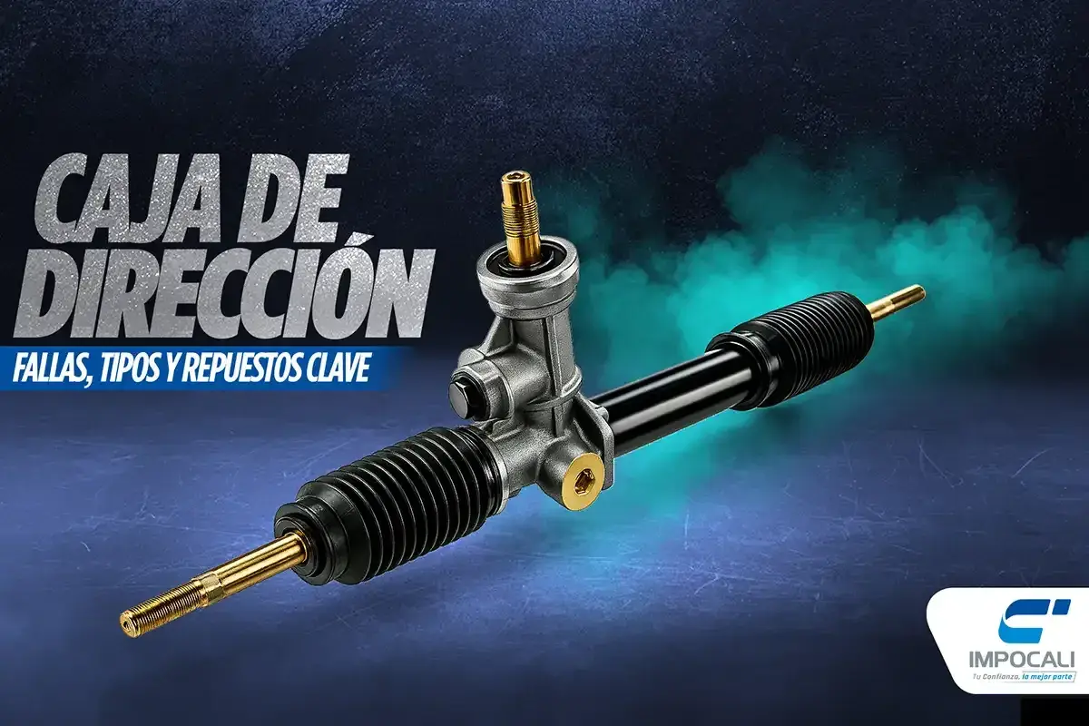 Caja de dirección automotriz, mostrando sus componentes y diferentes tipos. Ideal para conocer fallas y repuestos clave.